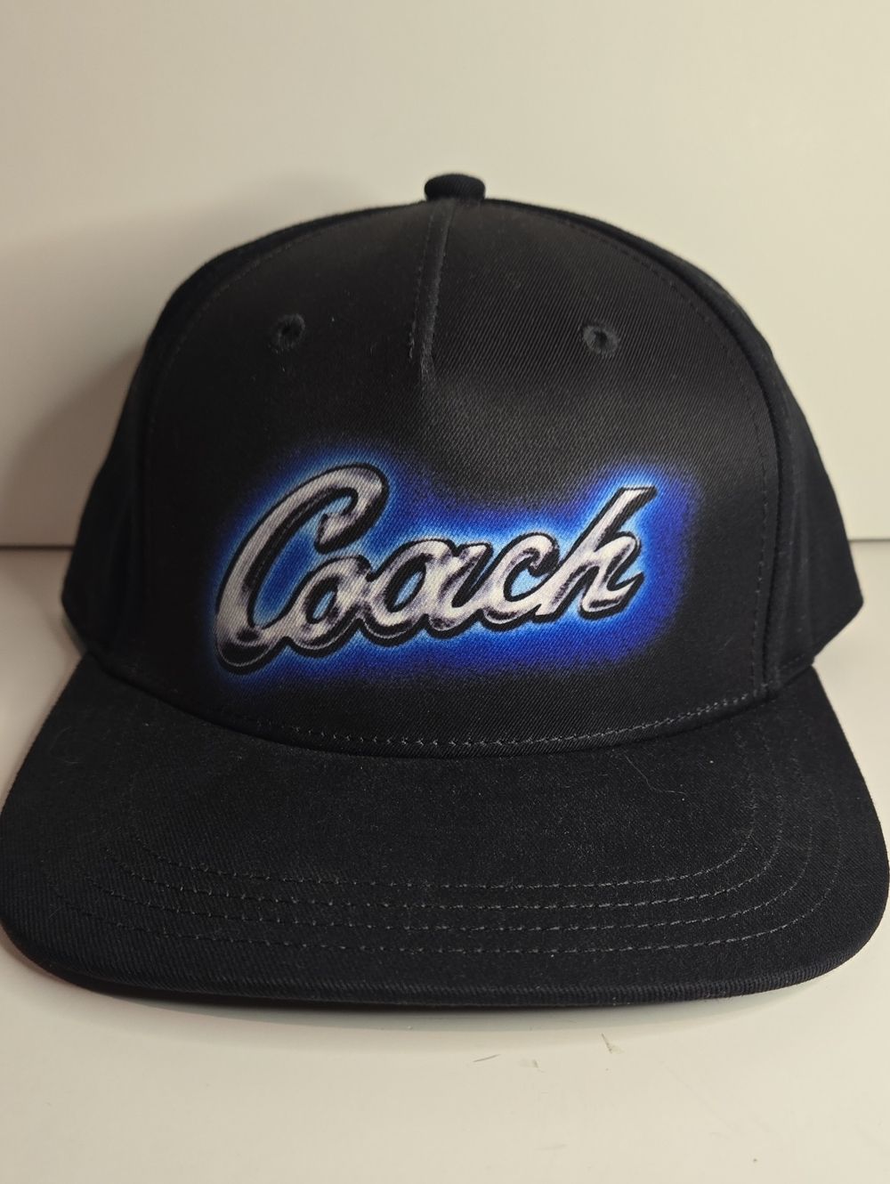 AUTHENTIC COACH BLACK AIRBRUSH COACH FLAT BRIM CAP/HAT #C0977